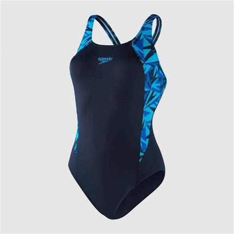 Speedo Damen Hyperboom Splice Muscleback Badeanzug Marineblau Blau