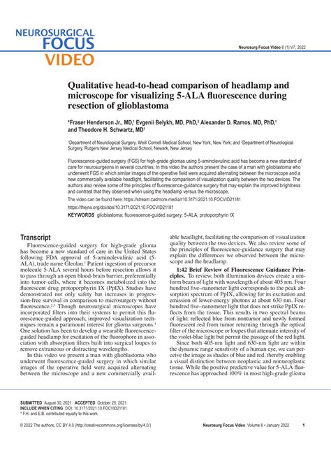 Pdf Qualitative Head To Head Comparison Of Headlamp And Microscope