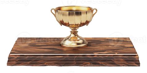 Golden trophy on wooden base, cut out - stock png. 47601704 PNG