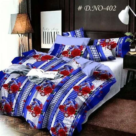 blue printed designer bed sheet size double  piece  panipat