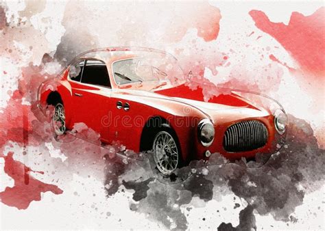 Vintage Retro Classic Old Car Illustration Funny Design Art Stock Image ...