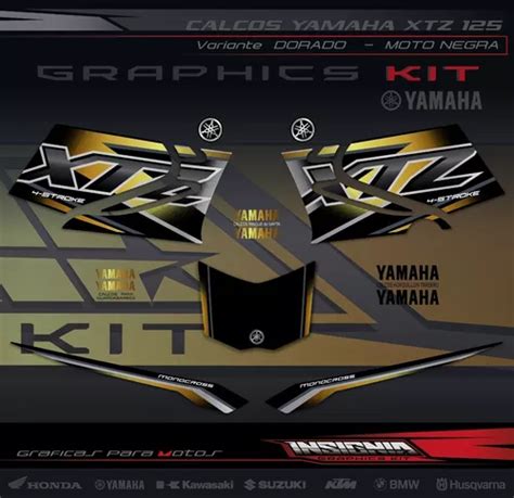 Calcos Yamaha Xtz 125 Dorado Y Negro Insignia Calcos