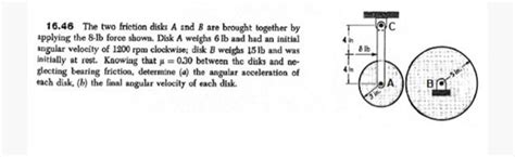 Solved The Two Friction Disks A And B Are Brought Chegg