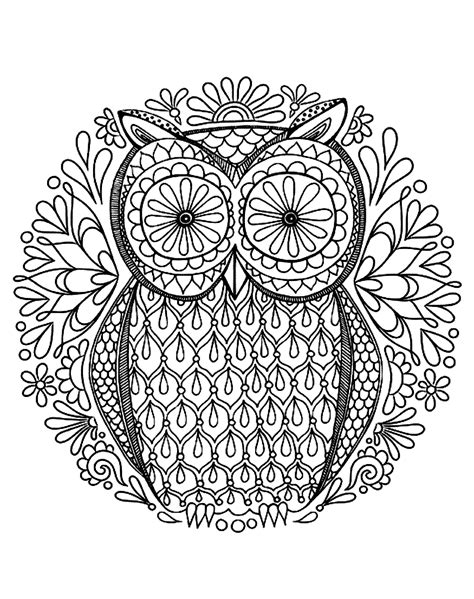 Difficult Owl Coloring Pages