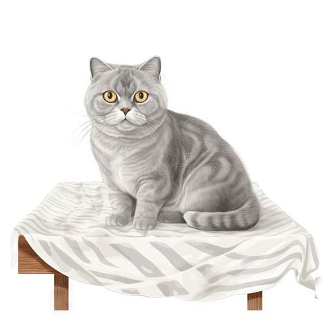 Un Dibujo De Un Gato Sentado Encima De Una Mesa Stock De Ilustraci N