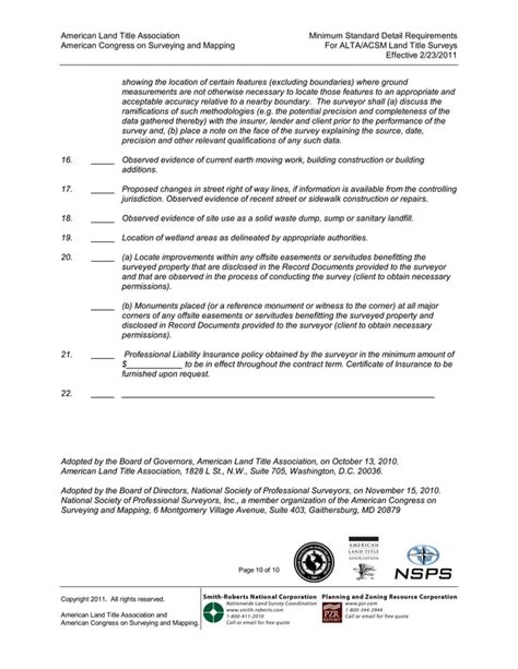 Table A Alta Acsm Survey Responsibilities Pdf