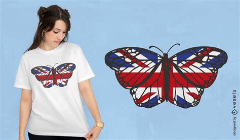 UK Flag Butterfly T-shirt Design Vector Download