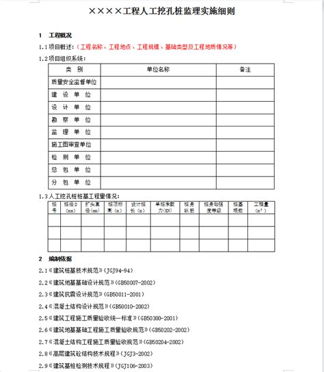 综合楼工程人工挖孔桩监理实施细则 16p免费下载 监理细则 土木工程网