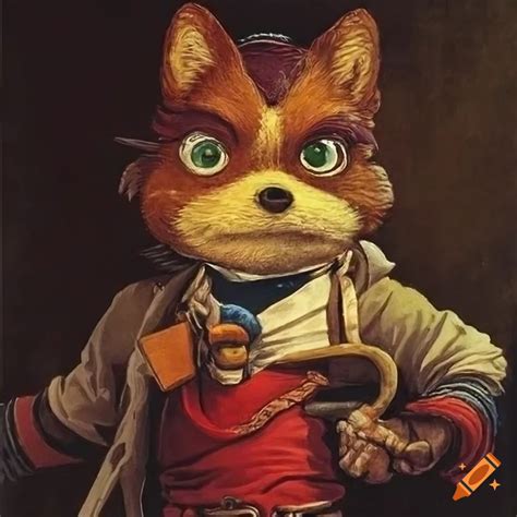 Intricate Details In A Vintage Star Fox Poster Influenced By James