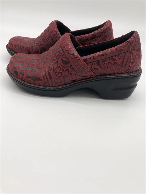 Boc Born Concept Clogs Mules Work Shoes Red Tooled Le Gem