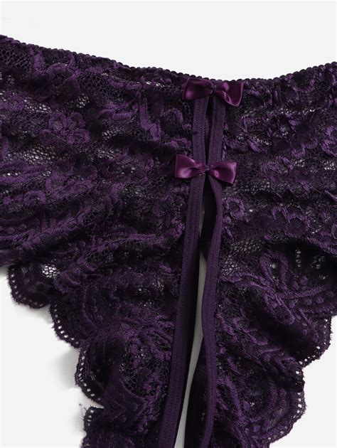 Classic Sexy Plus Floral Lace Bow Decor Crotchless Lingerie Set SHEIN USA