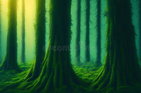 Mysterious Forest Generative Ai Illustration Stock Illustration