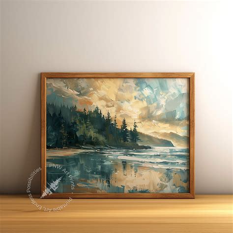 Pacific Northwest Coastal Landscape Painting, Printable Wall Art ...