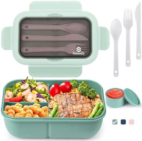 Diboniur Lunch Box Enfant Adulte Bento Box 1400ml Avec 3 Compartiments