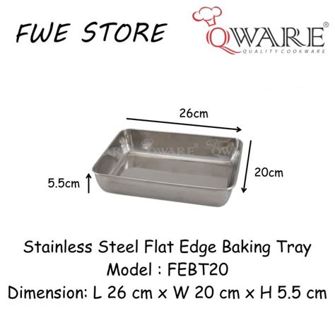 Qware Stainless Steel Flat Edge Baking Tray Stainless Steel Cake Tray