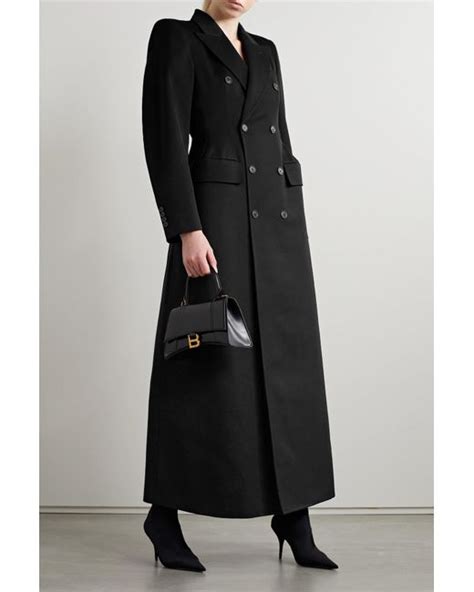 Balenciaga Hourglass Double Breasted Wool Twill Coat In Black Lyst Uk