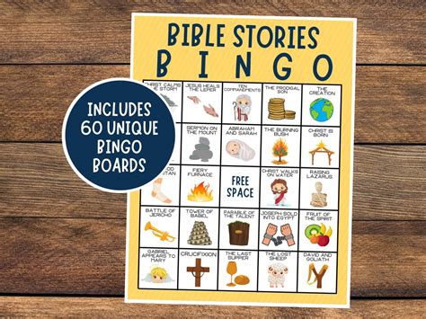 Bible Bingo Bible Stories Bingo Bible Story Bingo Religious Bingo ...