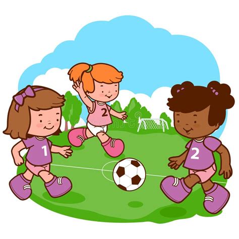 Meninas Que Jogam O Futebol Ilustração do Vetor Ilustração de amigos