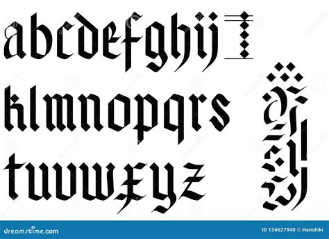 Gothic Font Alphabet - Old Handwriting Abc Vector Letters Stock Vector ...