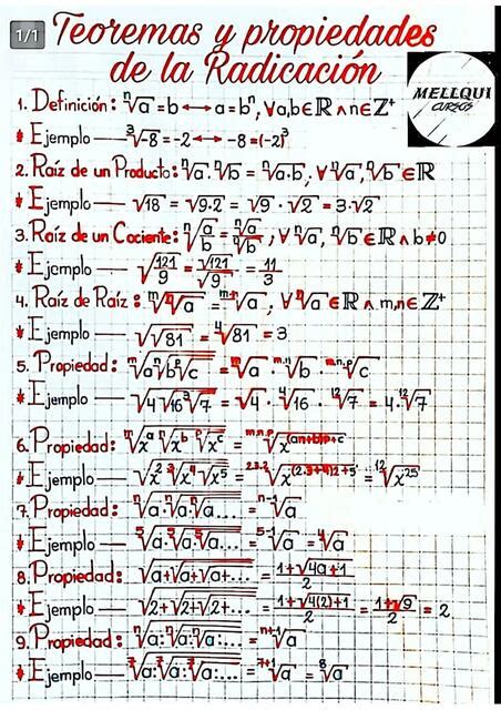 Teorema Y Propiedades De La Radicaci N Asesoria Aguirre Udocz