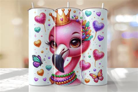 Cute Flamingo Mardi Gras Tumbler Wrap Graphic By Thedigitalstore