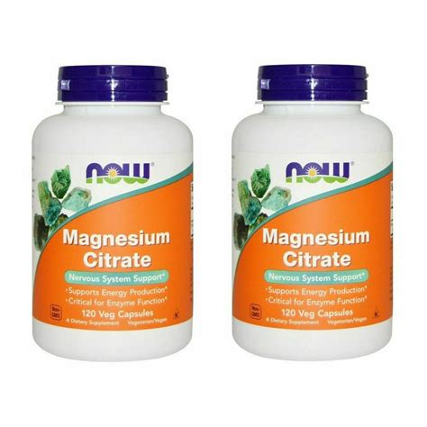 Now Food Magnesium Citrate 120 Veg Capsules 2 Packs