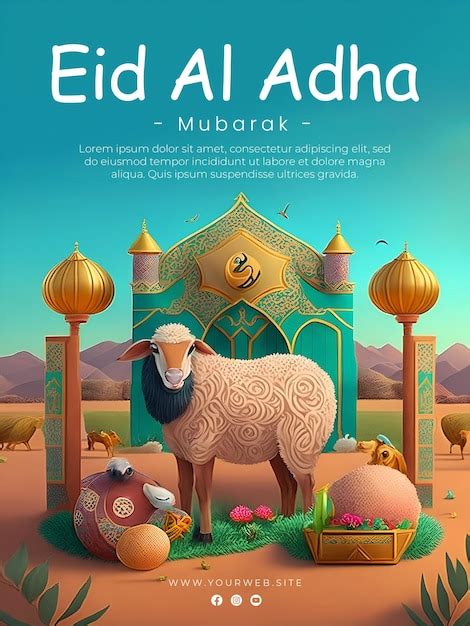 Modelo de cartaz de saudação eid al adha PSD Premium