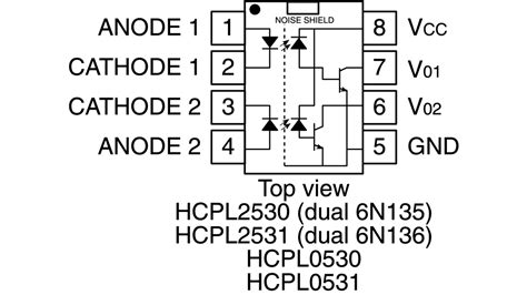 Avago Hcpl 2530 Dc Input Transistor Output Dual Optocoupler Through