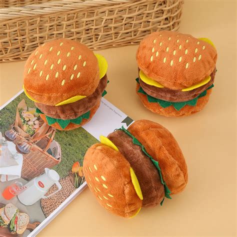 Soft Plush Squeaky Hamburger Dog Toy Life Changing Products