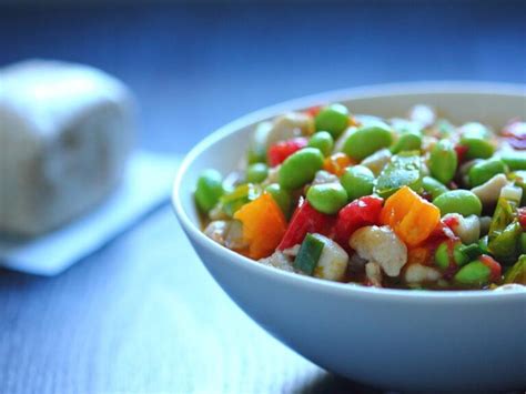 Stir-fried green soybeans with heirloom tomatoes and chicken | Soy, Rice, Fire