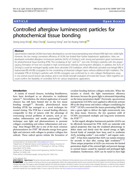 Pdf Controlled Afterglow Luminescent Particles For Photochemical