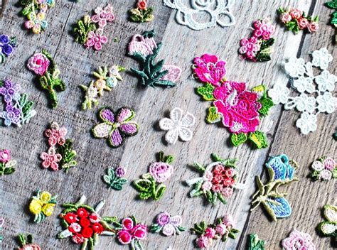 Flower Applique Embellishments 60 For Journal Tags Snippet Roll Slow