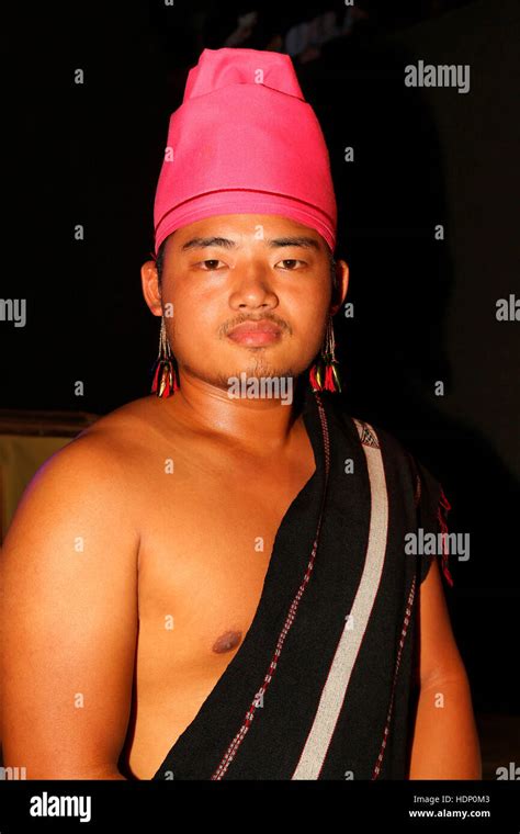 Maring Tribal Man With Traditional Headgear From Manipur India Tribal