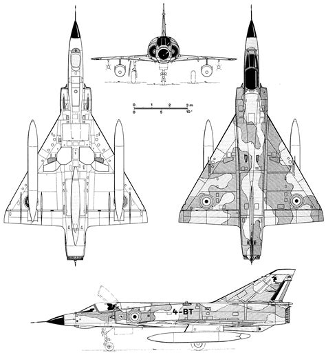 Dassault Mirage III Blueprint - Download free blueprint for 3D modeling