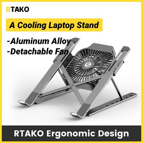 RTAKO Laptop Stand With Cooling Fan Aluminum Alloy Laptop Cooler Laptop