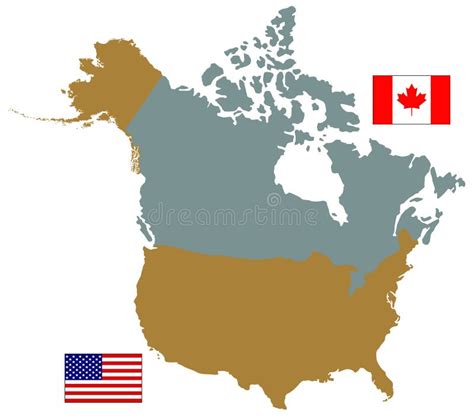 Canada and USA Maps and Flags - Two Countries in North America Stock ...