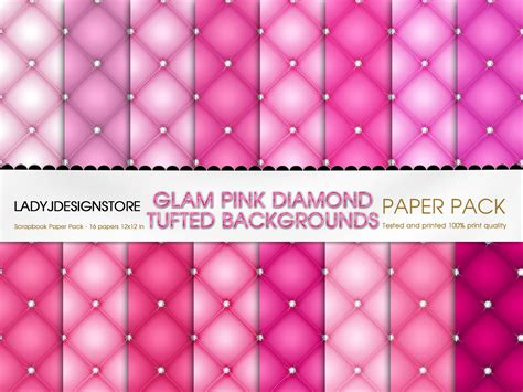 Diamond Tufted Pink Sparkle Digital Paper Luxury Quilted - Etsy