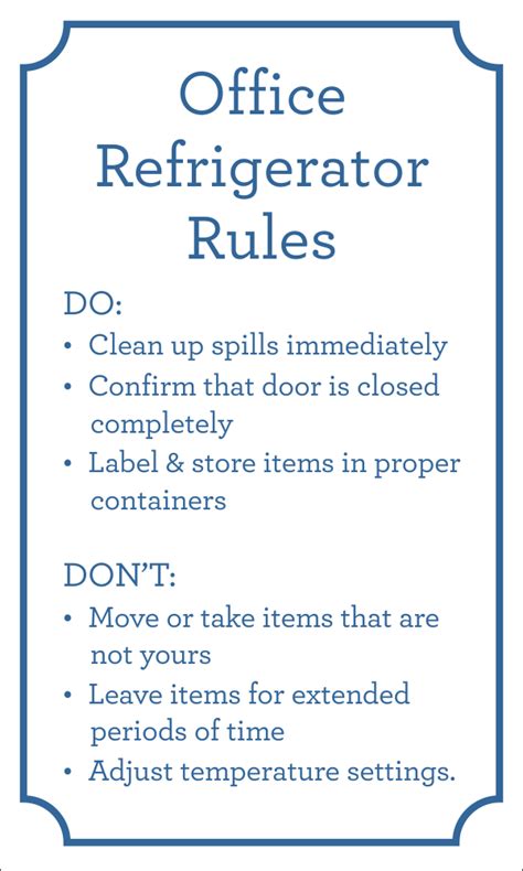 Office Refrigerator Rules Vinyl Sign Custom Signs