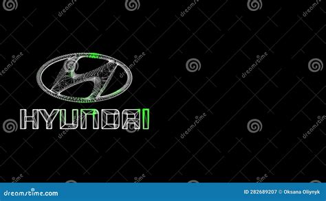 3d Hyundai Motor Company Logo On Black Bg South Korean Car Brand Car