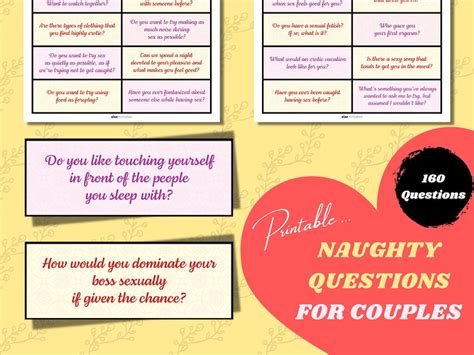 Naughty Question Cards For Kinky Couples 160 Printable Sex Questions Adult Card Game Valentines