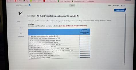 Solved Exercise 4 16 Algo Calculate Operating Cash Flows