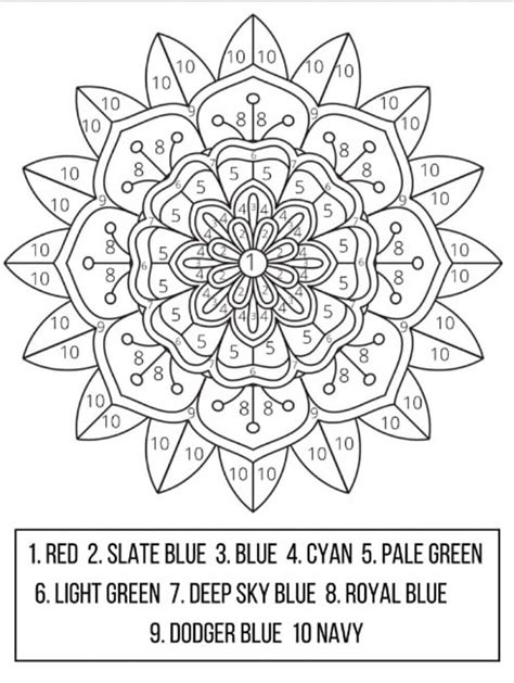 Mandala Color by Number - sheet 16 - Download, Print Now!