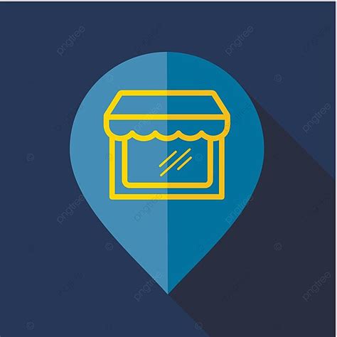 Supermarket Store Front Pin Map Icon Market Flat Locate Vector Market