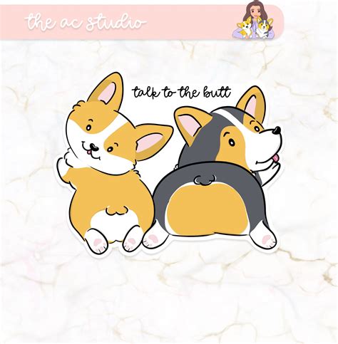 Corgi Butt Stickers Cute Corgi Stationery Die Cut Corgi | Etsy