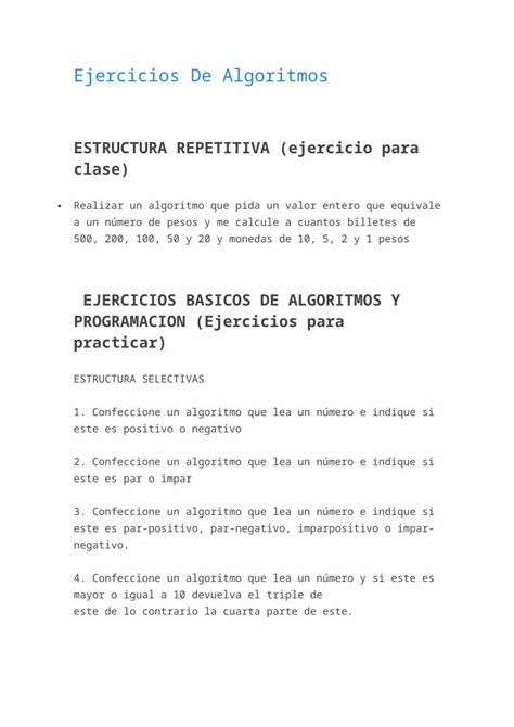 Docx Ejercicios De Algoritmos Dokumen Tips