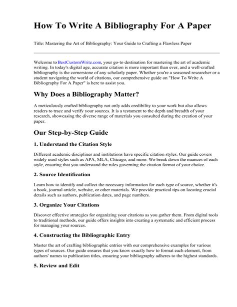 How To Write A Bibliography For A Paper