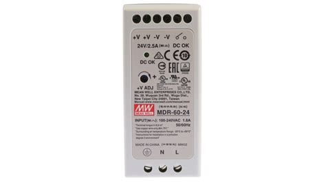 Mdr 60 24 Mean Well Mdr Switched Mode Din Rail Power Supply 85 →