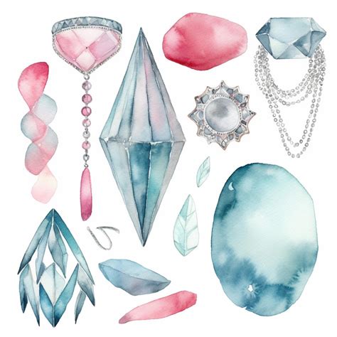 Premium AI Image | A watercolor illustration of a set of jewelry.