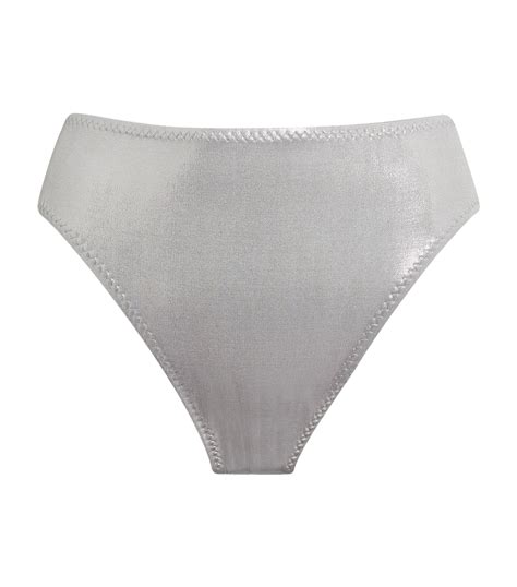 Womens Norma Kamali Silver Holographic Bikini Bottoms Harrods Uk