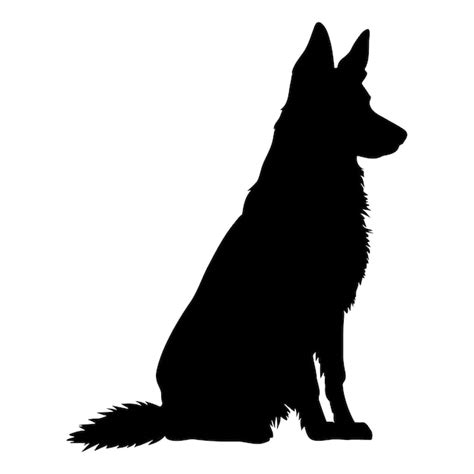 Premium Vector Sitting German Shepherd Dog Silhouette Vector Illustration